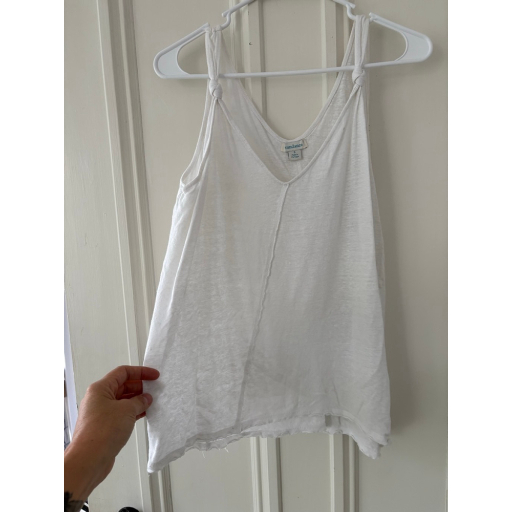 Sundance women's White Linen V-Neck Tank Top St